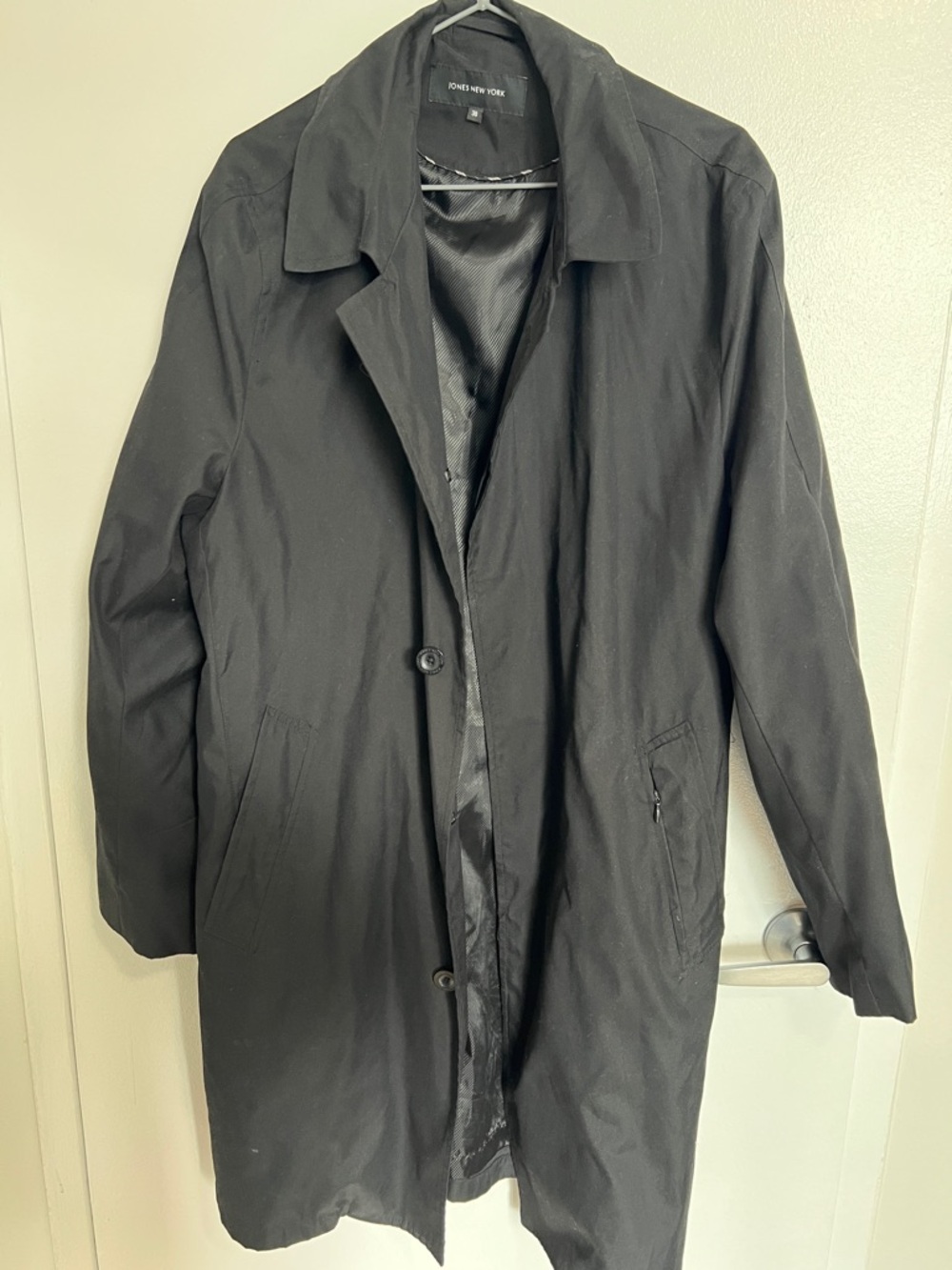Jones New York Black Long Trench Coat